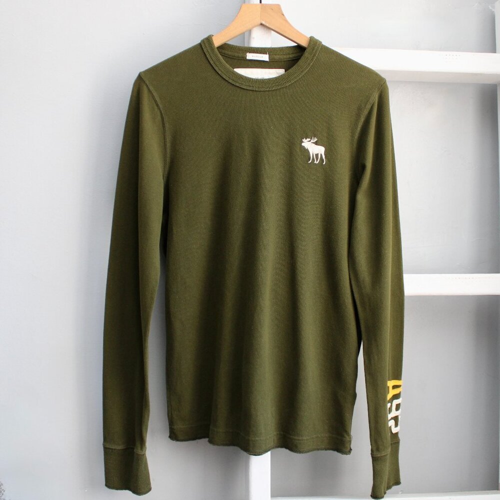 Abercrombie & Fitch Men's Green VTG 92 Long Sleeve Shirt Muscle Fit Size Small